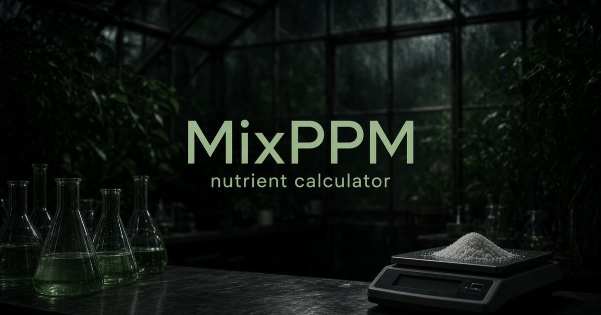 MixPPM — dark greenhouse still with nutrient flasks